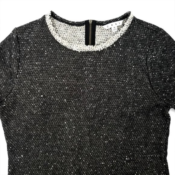 Cabi Sweater Top Short Sleeve Knit Dark Gray Black - Picture 3 of 9